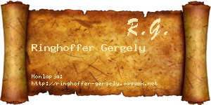Ringhoffer Gergely névjegykártya